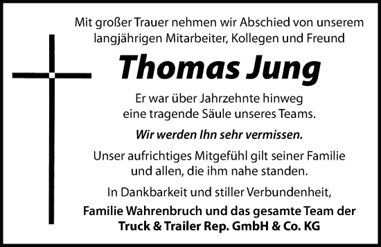 Traueranzeige von Thomas Jung von Kreis-Anzeiger