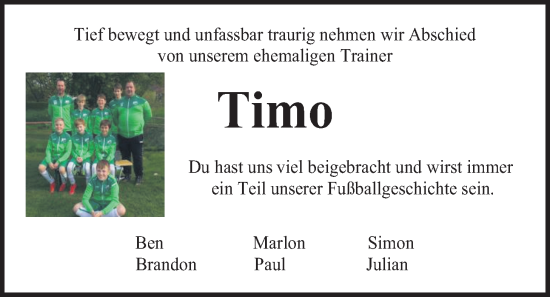 Traueranzeige von Timo Krumm von Kreis-Anzeiger