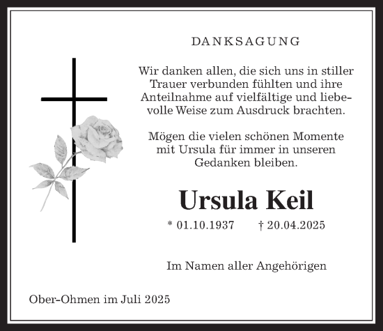 Traueranzeige von Ursula Keil von Mücker Stimme