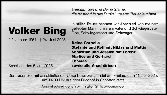 Traueranzeige von Volker Bing von Kreis-Anzeiger