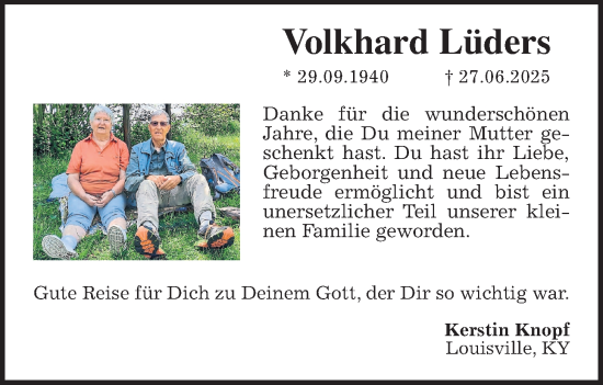 Traueranzeige von Volkhard Lüders von Wetterauer Zeitung