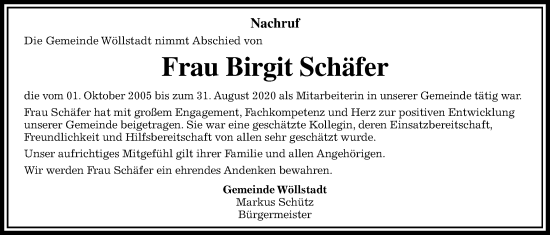 Traueranzeige von Birgit Schäfer von Wetterauer Zeitung