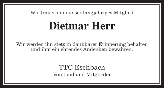 Traueranzeige von Dietmar Herr von Usinger Anzeiger