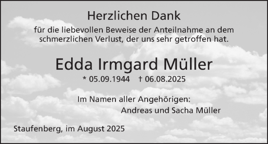 Traueranzeige von Edda Irmgard Müller von Giessener Anzeiger, Giessener Allgemeine, Alsfelder Allgemeine