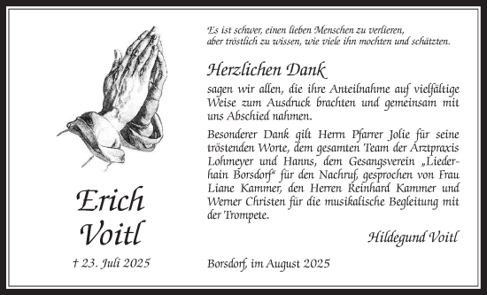 Traueranzeige von Erich Voitl von Kreis-Anzeiger