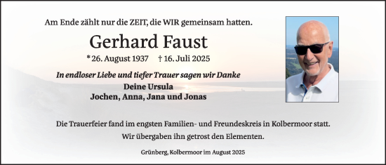Traueranzeige von Gerhard Faust von Giessener Allgemeine, Alsfelder Allgemeine, Giessener Allgemeine, Alsfelder Allgemeine