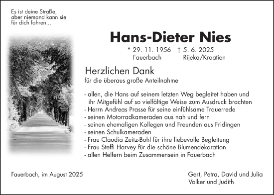 Traueranzeige von Hans-Dieter Nies von Kreis-Anzeiger