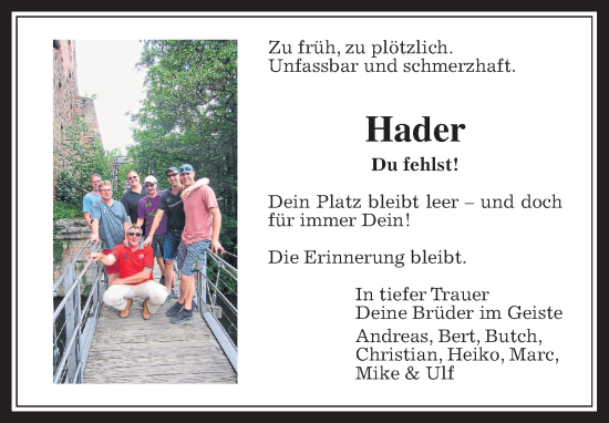 Traueranzeige von Hartmut Glas von Wetterauer Zeitung