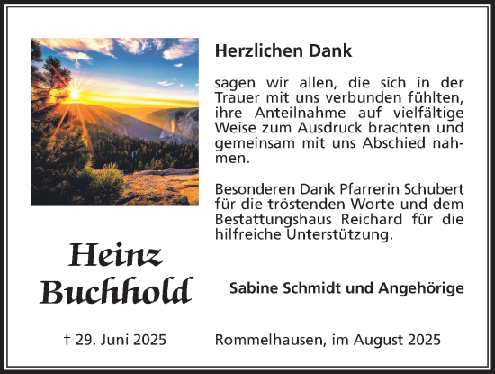 Traueranzeige von Heinz Buchhold 