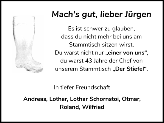 Traueranzeige von Jürgen Wagner von Kreis-Anzeiger