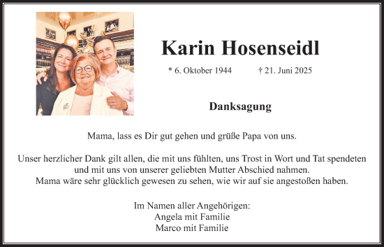Traueranzeige von Karin Hosenseidl von Wetterauer Zeitung