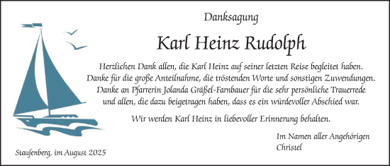 Traueranzeige von Karl Heinz Rudolph von Giessener Anzeiger, Giessener Allgemeine, Alsfelder Allgemeine
