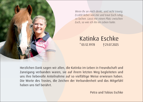Traueranzeige von Katinka Eschke von Kreis-Anzeiger