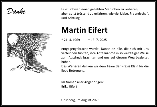 Traueranzeige von Martin Eifert von Giessener Allgemeine, Alsfelder Allgemeine