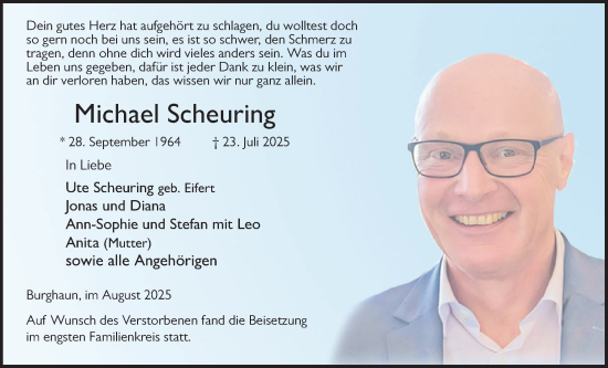 Traueranzeige von Michael Scheuring 