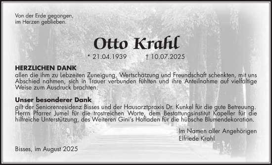 Traueranzeige von Otto Krahl von Wetterauer Zeitung