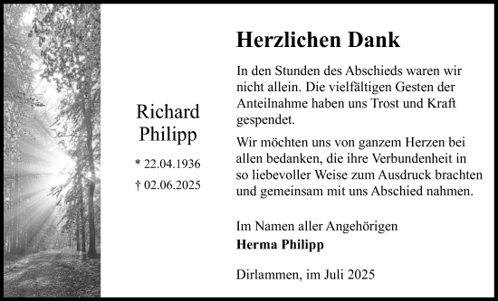 Traueranzeige von Richard Philipp von Lauterbacher Anzeiger, , 