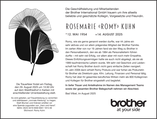 Traueranzeige von Rosemarie Kuhn von Wetterauer Zeitung