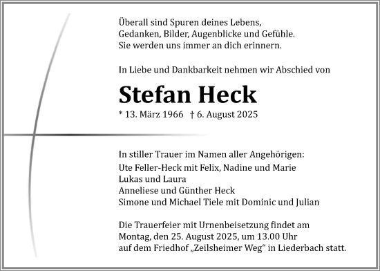 Traueranzeige von Stefan Heck von Bad Vilbel/Karben