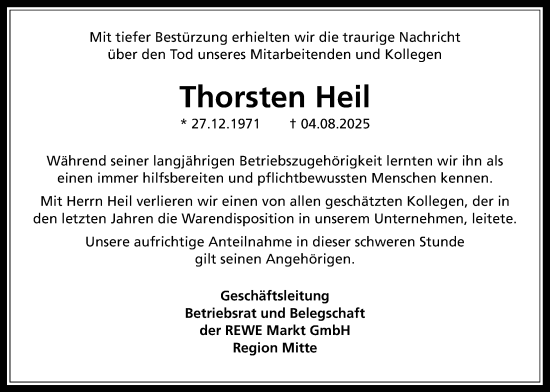 Traueranzeige von Thorsten Heil von Wetterauer Zeitung