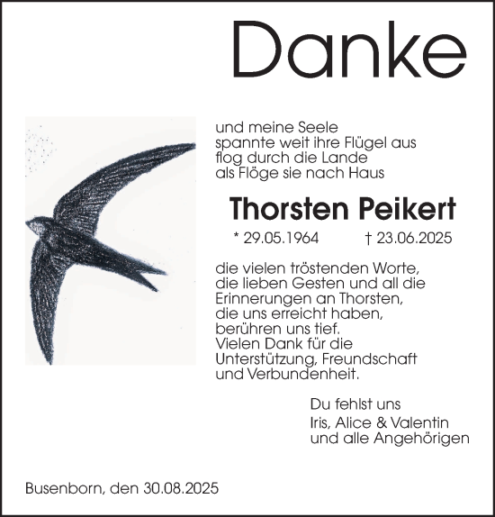 Traueranzeige von Thorsten Peikert von Kreis-Anzeiger