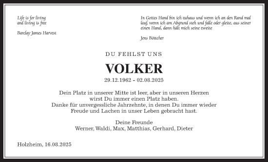 Traueranzeige von Volker Kuhl von Giessener Allgemeine, Alsfelder Allgemeine