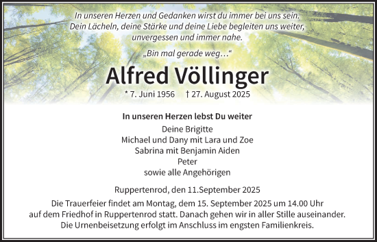 Traueranzeige von Alfred Völlinger von Mücker Stimme