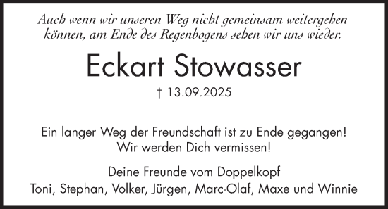 Traueranzeige von Eckart Stowasser von Butzbacher Zeitung