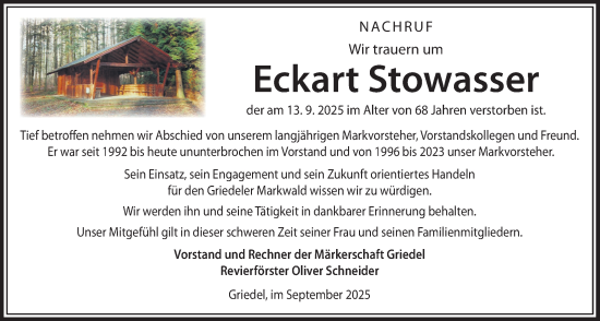 Traueranzeige von Eckart Stowasser von Butzbacher Zeitung