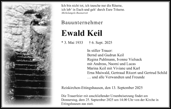 Traueranzeige von Ewald Keil von Giessener Anzeiger, Giessener Allgemeine, Alsfelder Allgemeine