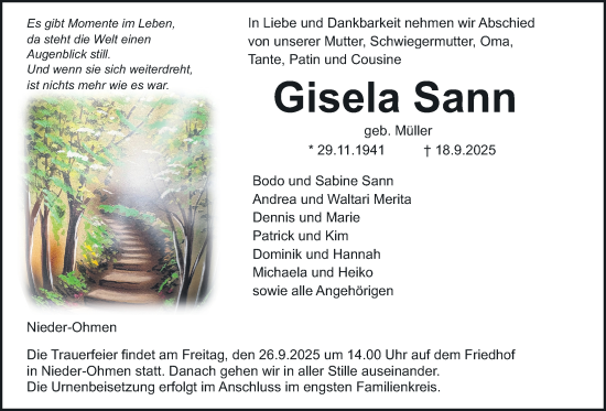 Traueranzeige von Gisela Sann von Mücker Stimme