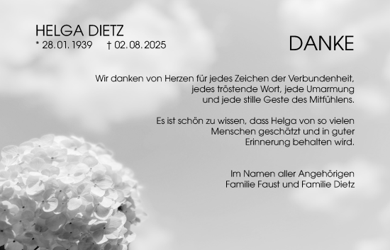 Traueranzeige von Helga Dietz von Lauterbacher Anzeiger