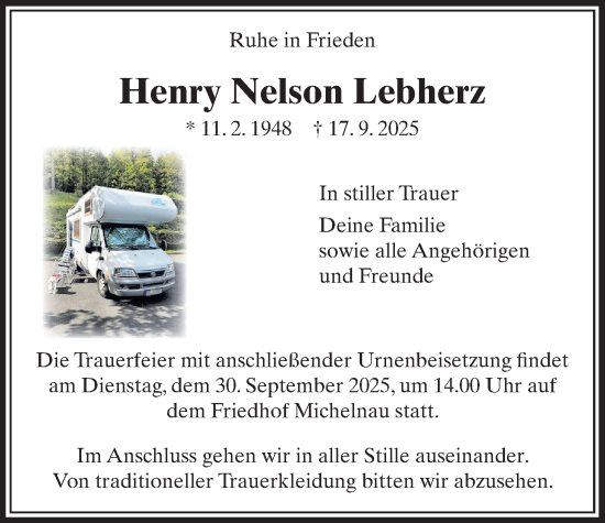 Traueranzeige von Henry Nelson Lebherz von Kreis-Anzeiger