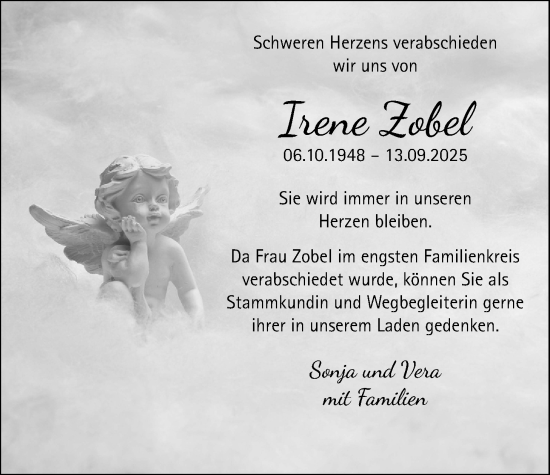 Traueranzeige von Irene Zobel von Wetterauer Zeitung