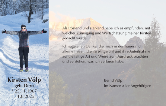 Traueranzeige von Kirsten Völp von Bad Vilbel/Karben, Wetterauer Zeitung