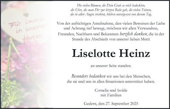 Traueranzeige von Liselotte Heinz von Kreis-Anzeiger