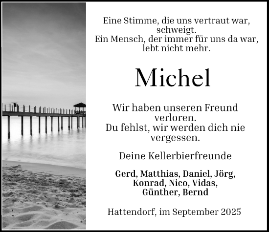 Traueranzeige von Michel Zimmer von Oberhessische Zeitung