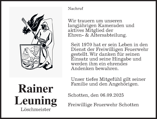 Traueranzeige von Rainer Leuning von Kreis-Anzeiger
