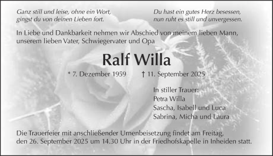 Traueranzeige von Ralf Willa von Licher Wochenblatt
