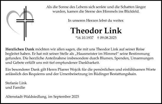 Traueranzeige von Theodor Link von Kreis-Anzeiger