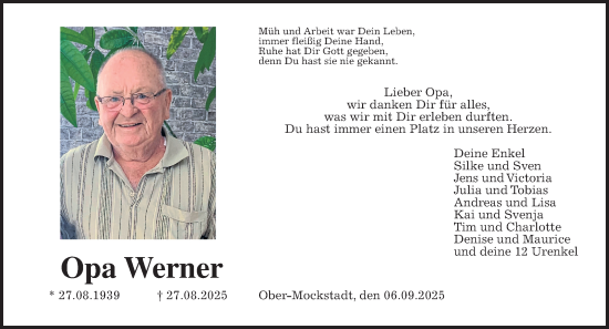 Traueranzeige von Werner Rullmann von Kreis-Anzeiger