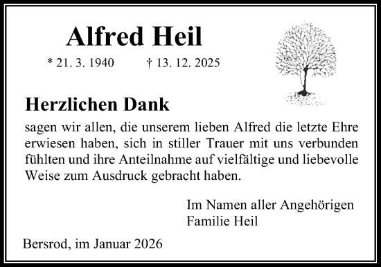 Traueranzeige von Alfred Heil von Giessener Anzeiger, Giessener Allgemeine, Alsfelder Allgemeine