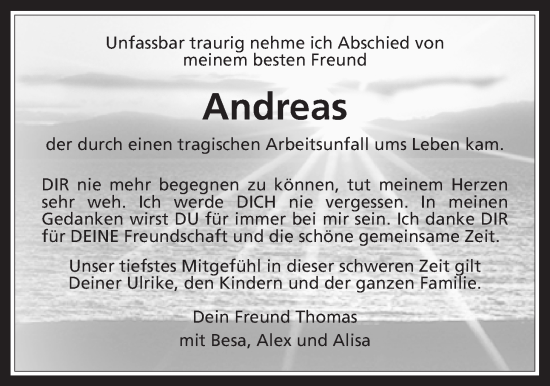 Traueranzeige von Andreas Kneifl von Kreis-Anzeiger