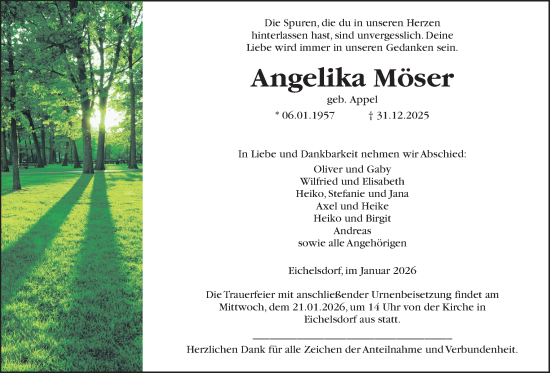 Traueranzeige von Angelika Möser von Kreis-Anzeiger