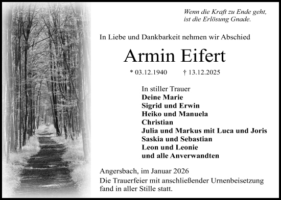 Traueranzeige von Armin Eifert von Lauterbacher Anzeiger