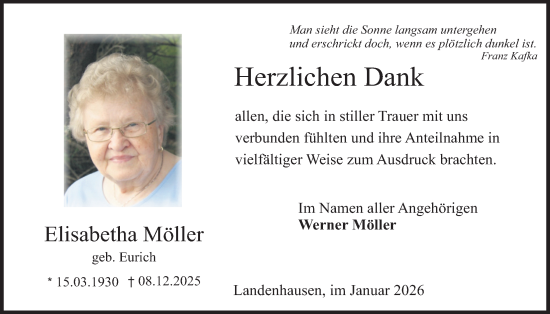 Traueranzeige von Elisabetha Möller von Lauterbacher Anzeiger