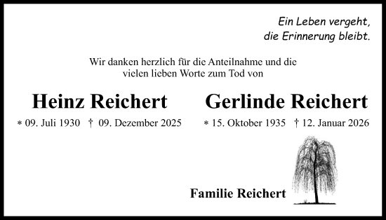 Traueranzeige von Gerlinde Reichert von Butzbacher Zeitung
