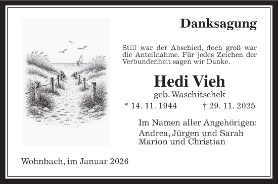 Traueranzeige von Hedi Vieh von Wetterauer Zeitung