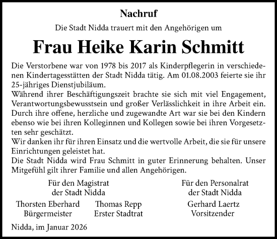 Traueranzeige von Heike Karin Schmitt von Kreis-Anzeiger