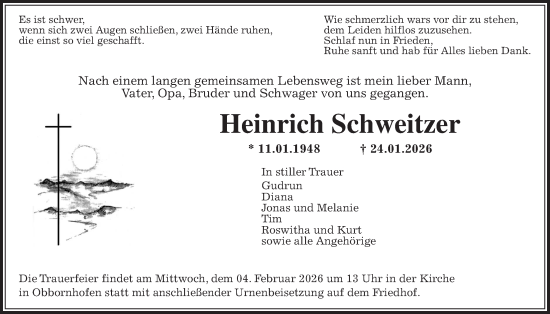 Traueranzeige von Heinrich Schweitzer von Licher Wochenblatt